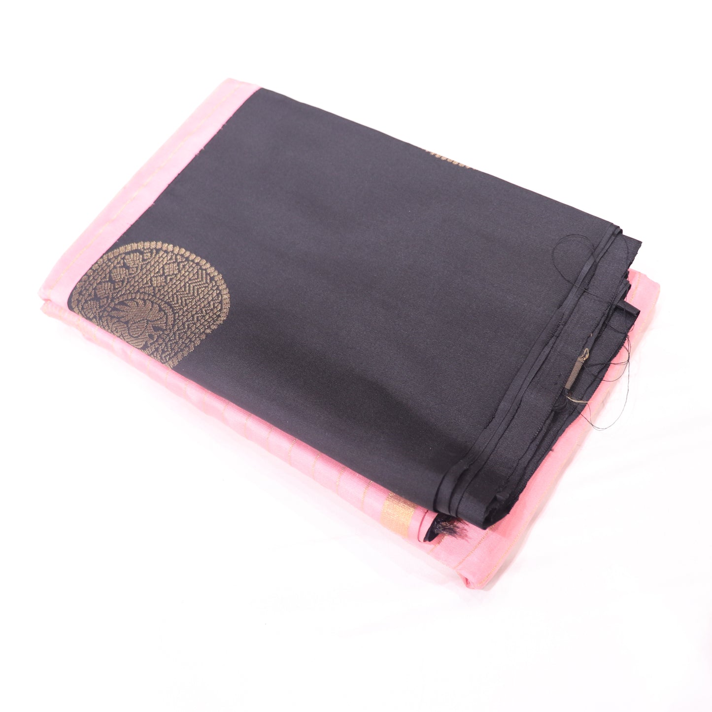 Pure Silk Peach  With Black Colour - Vaishali Silks