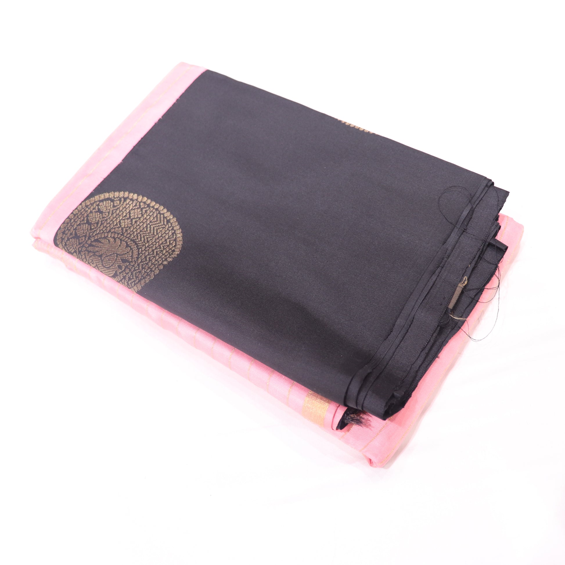 Pure Silk Peach  With Black Colour - Vaishali Silks