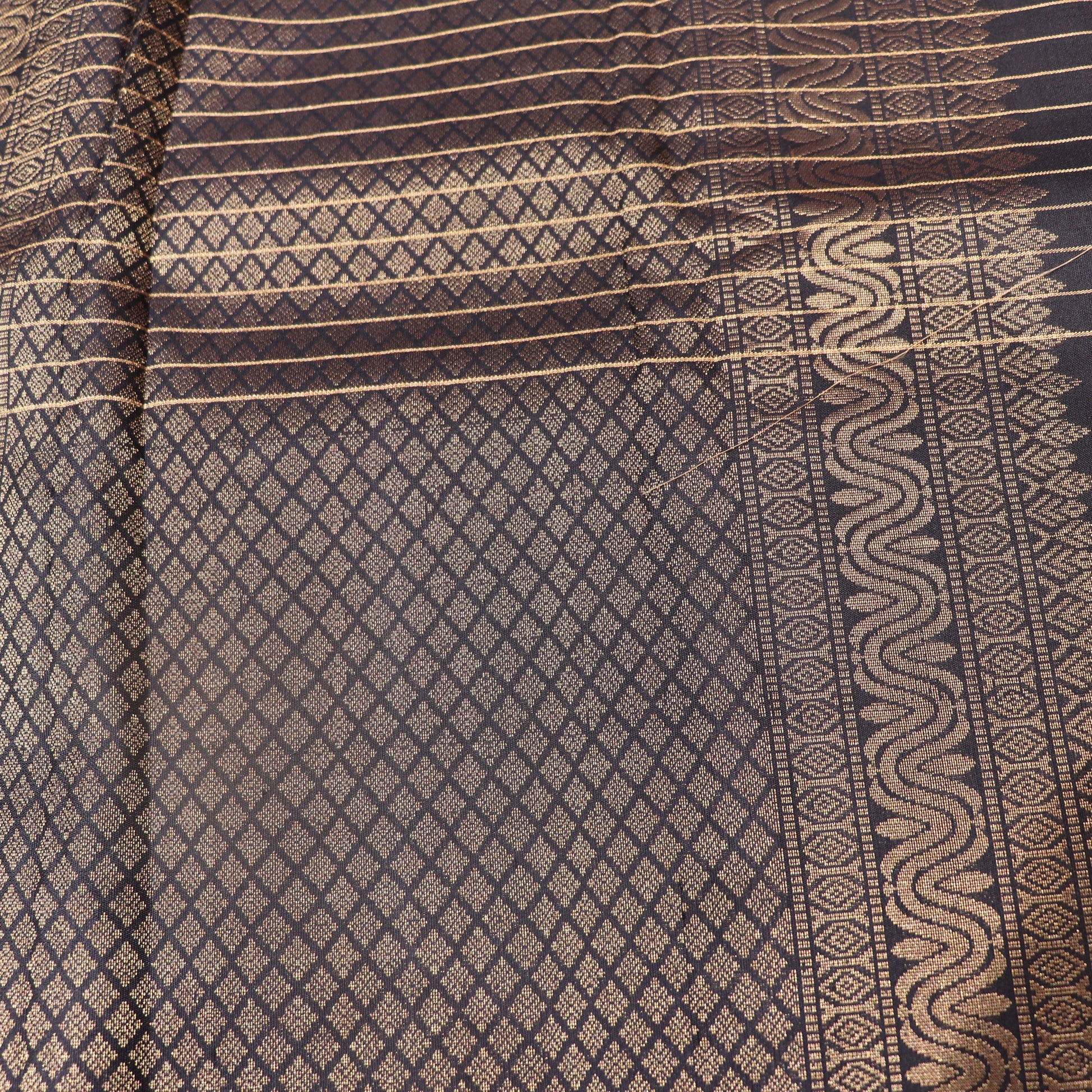 Pure Silk Peach  With Black Colour - Vaishali Silks