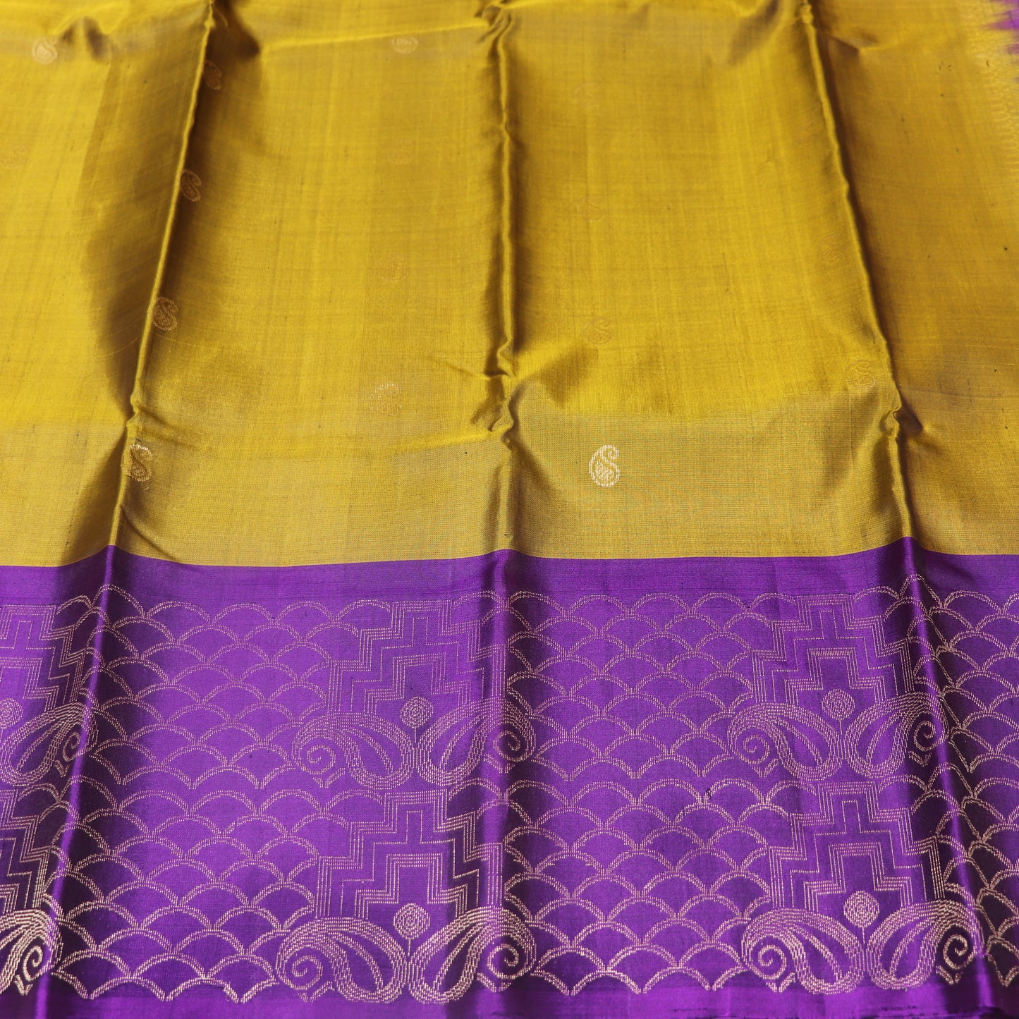 Pure Silk  Saree Mustard  With Violet  Colour - Vaishali Silks