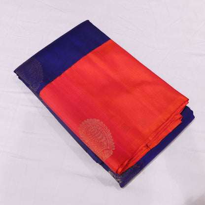 Pure Silk  Saree  Blue With Peach - Vaishali Silks