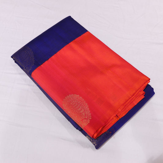 Pure Silk  Saree  Blue With Peach - Vaishali Silks