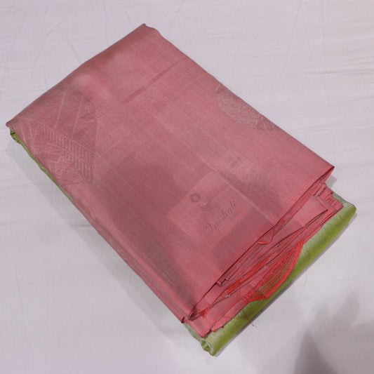 Pure Silk  Saree Green With  Peach Colour - Vaishali Silks