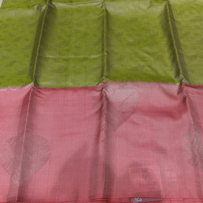 Pure Silk  Saree Green With  Peach Colour - Vaishali Silks