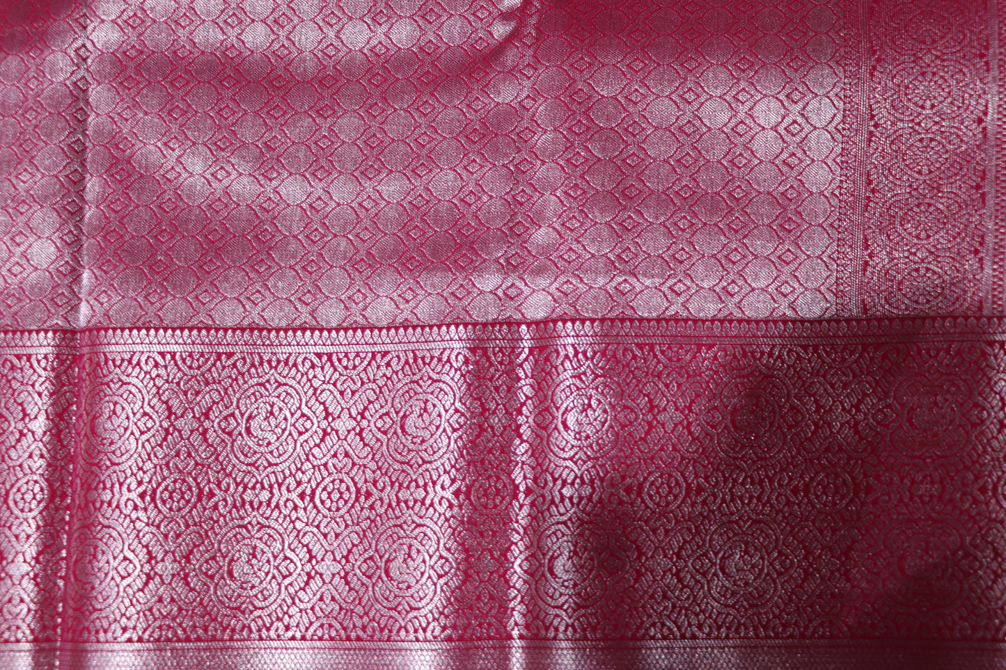 Silk saree Green with  pink