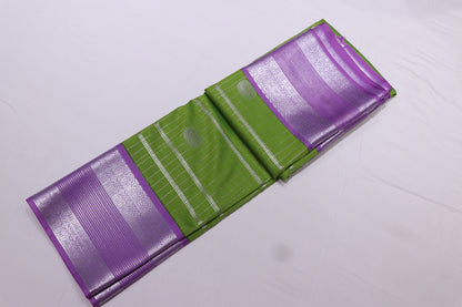 Silk saree green  Green  with violet