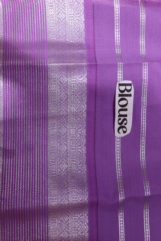 Silk saree green  Green  with violet