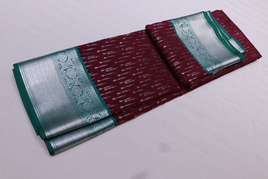 Silk  saree   maroon with Green