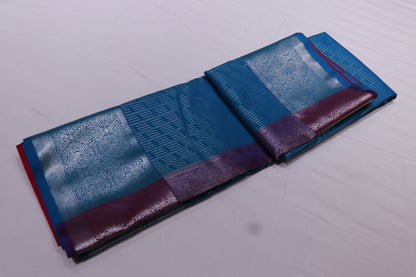 Silk  Saree Blue With Pink