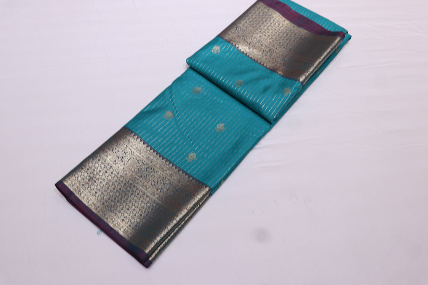 Silk Saree  B;ue  With  violet