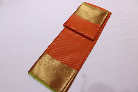 Silk  saree  Oranga With  Green