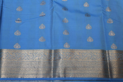 Silk  Saree  Blue  with  Brown