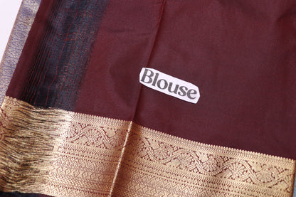 Silk  Saree  Blue  with  Brown