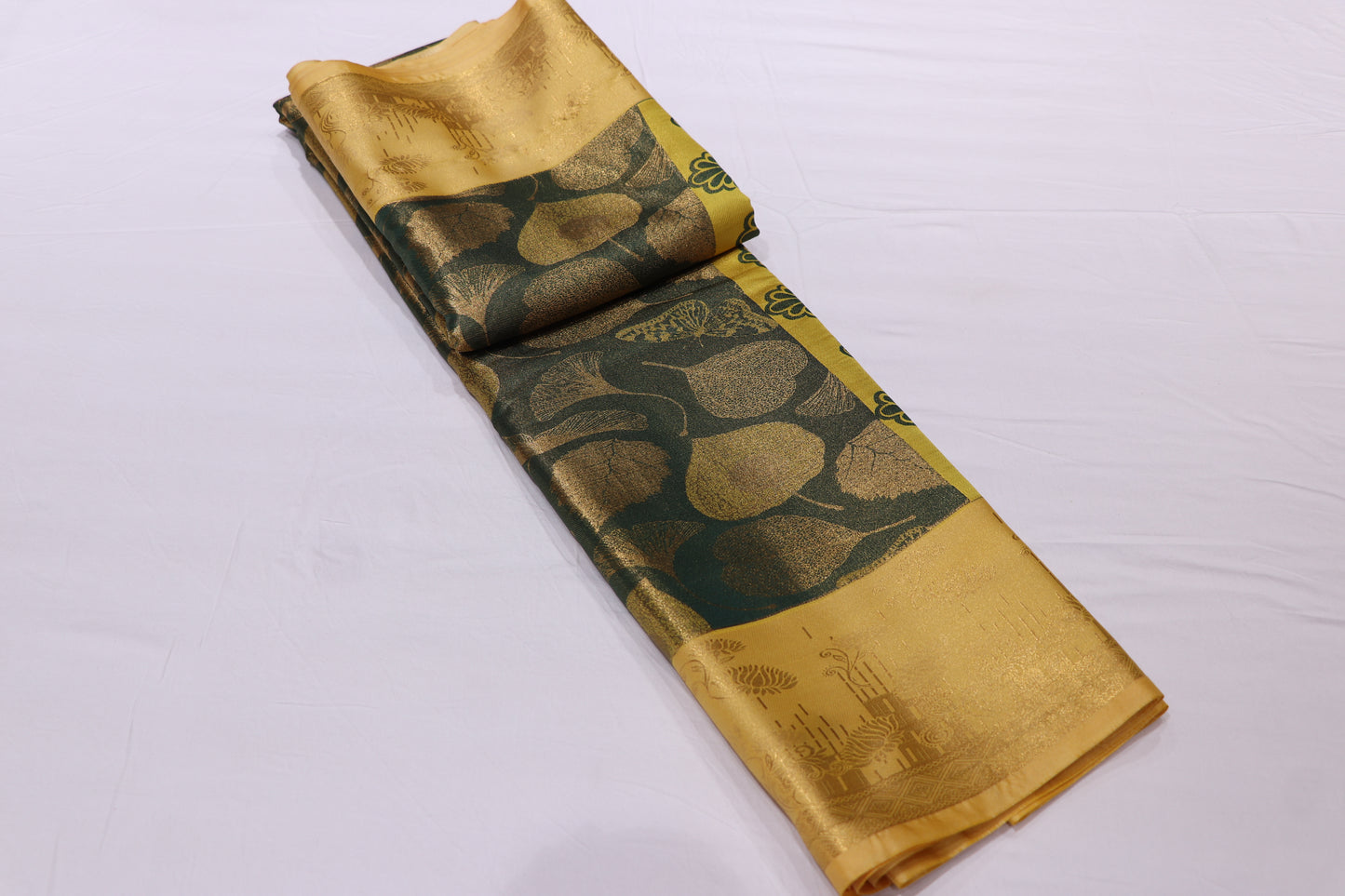 SILK  SAREE  GREEN WITH  SANDAL