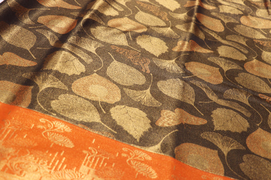 Silk saree Green with orange Colour