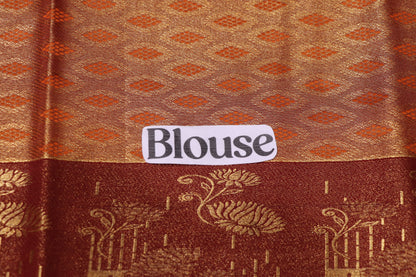 Silk Saree Orange With  Grey  Colour