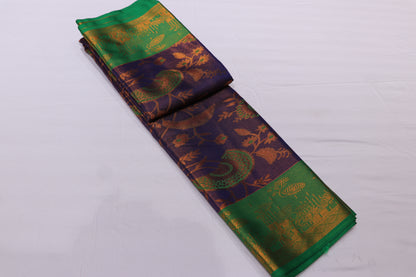 Silk Saree Green With Blue Colour