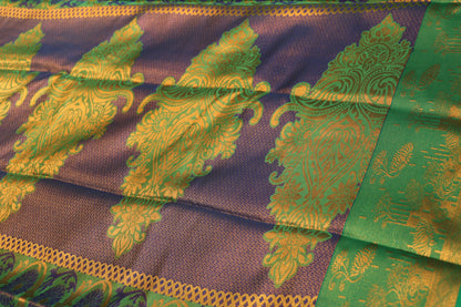 Silk Saree Green With Blue Colour