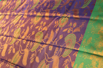 Silk Saree Green With Blue Colour