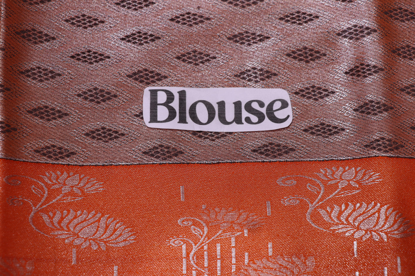 Silk saree Grey With Orange Colour