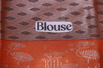 Silk saree Grey With Orange Colour