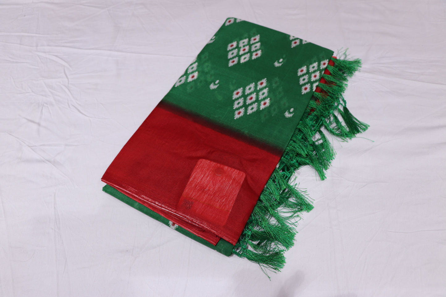 Fancy Saree Green With  Red Colour