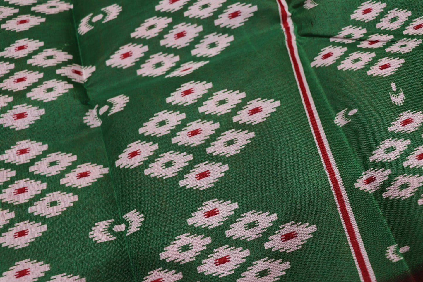 Fancy Saree Green With  Red Colour
