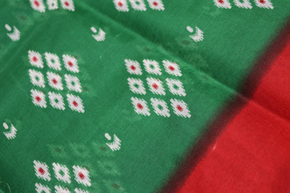 Fancy Saree Green With  Red Colour