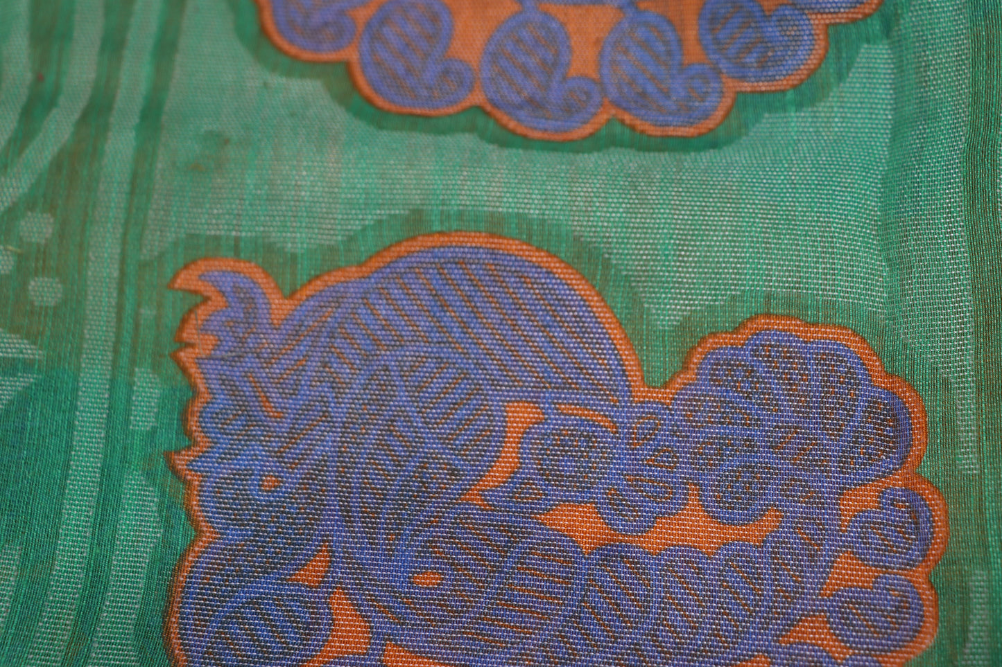 Fancy  Saree  Orange With Green Colour