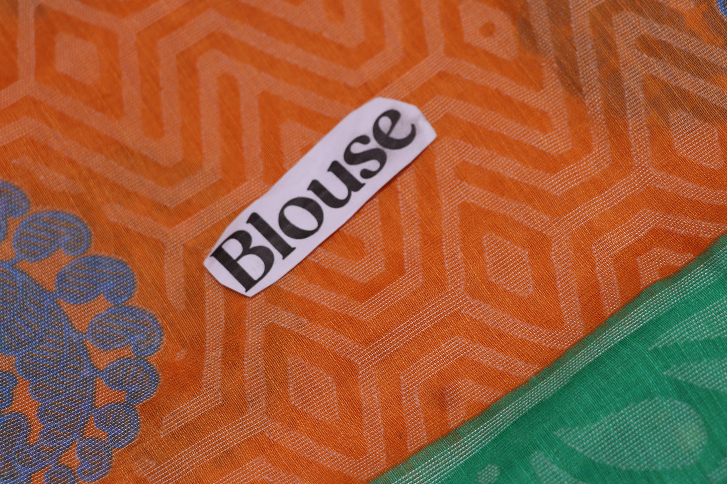 Fancy  Saree  Orange With Green Colour