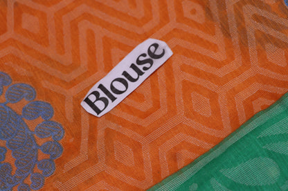 Fancy  Saree  Orange With Green Colour