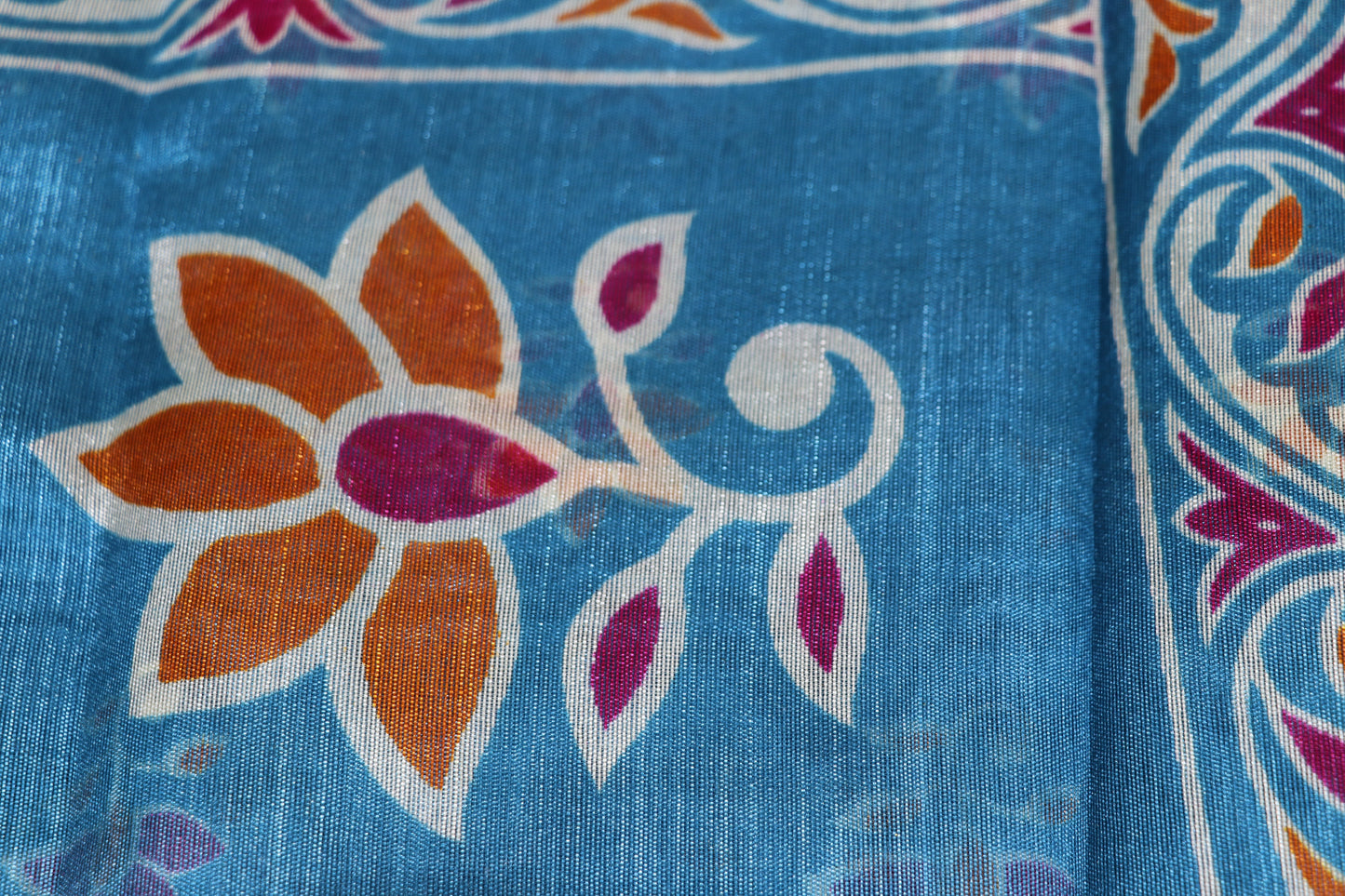 Fancy Saree Sky Blue With  Dark  Blue