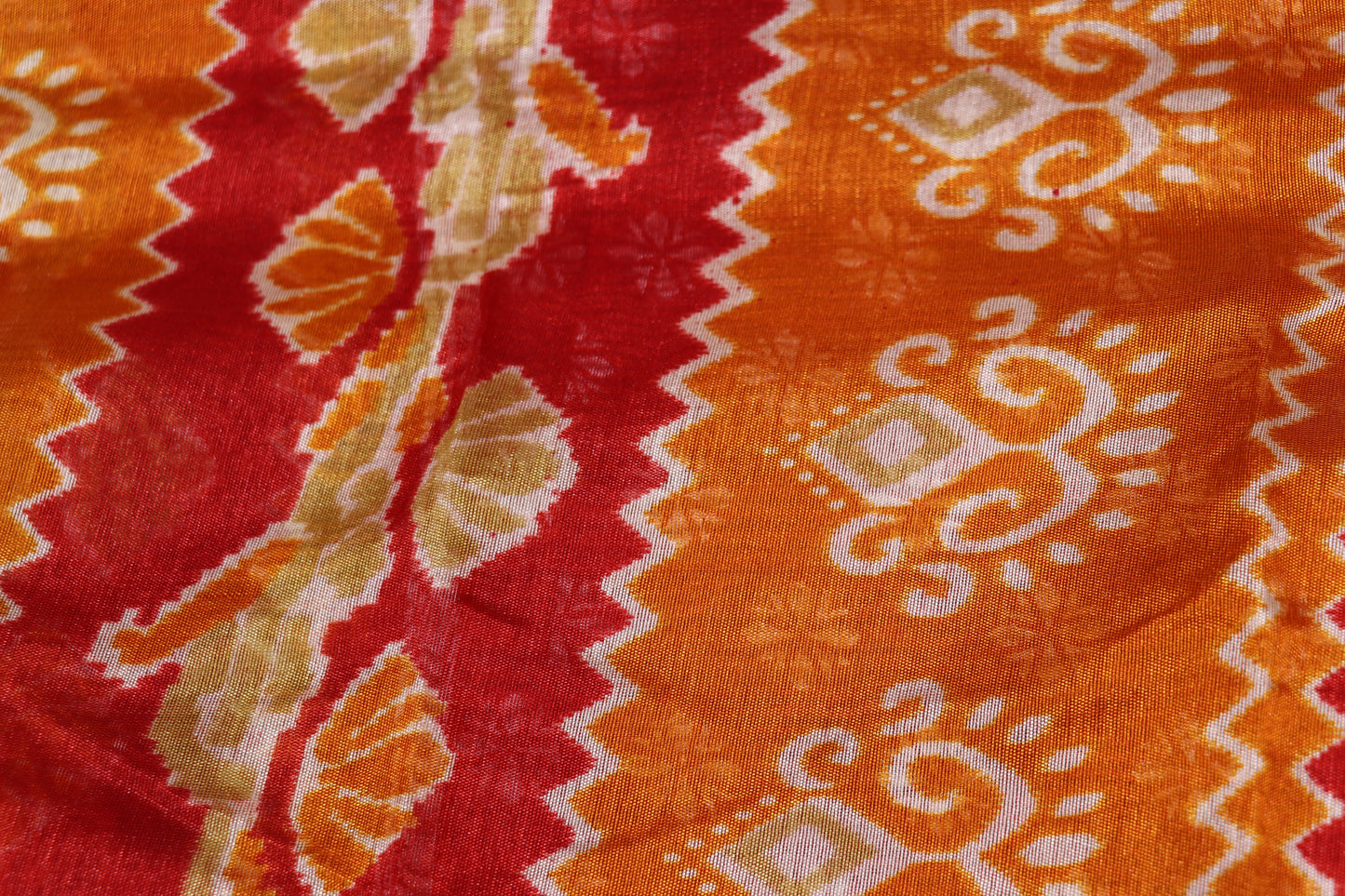 fancy saree red With orange Colour