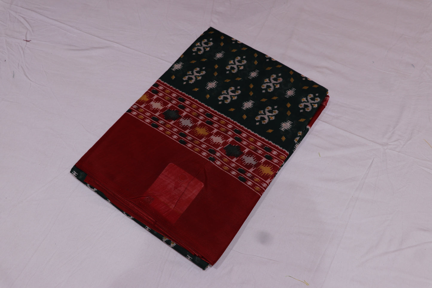 fancy saree Red with Green Colour