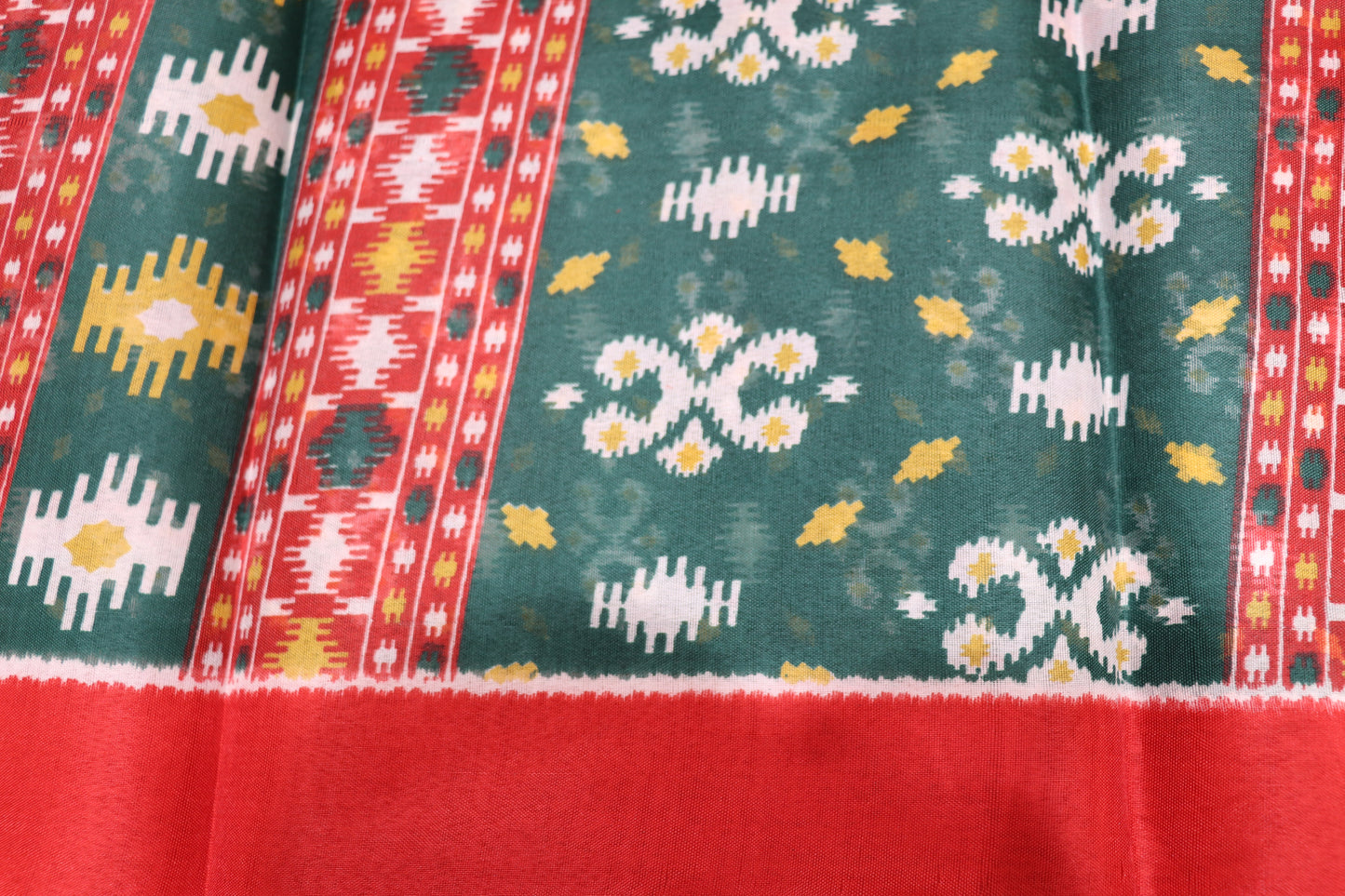 fancy saree Red with Green Colour