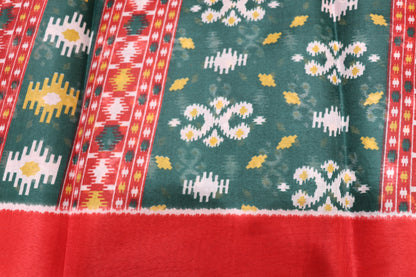 fancy saree Red with Green Colour