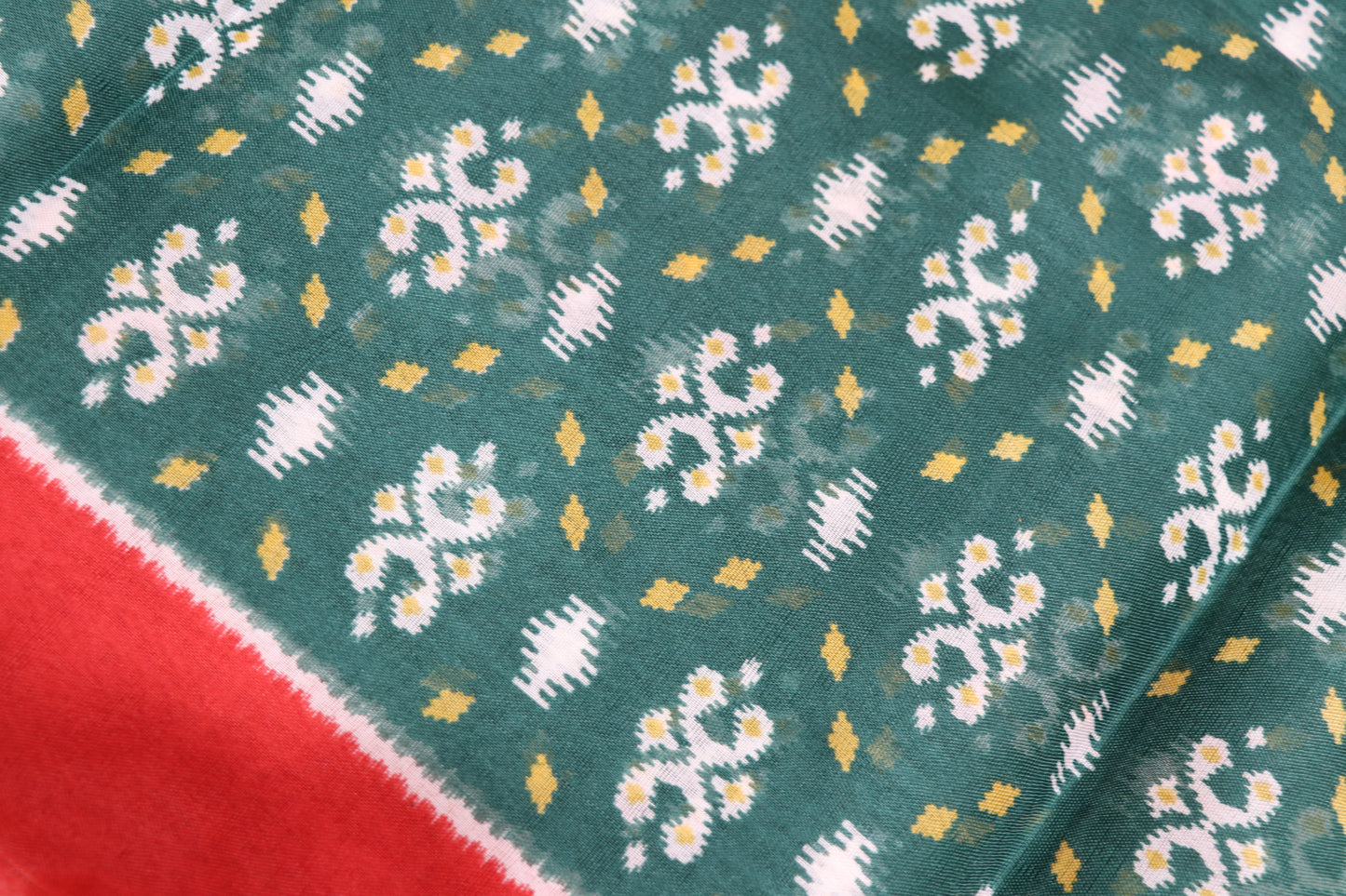 fancy saree Red with Green Colour