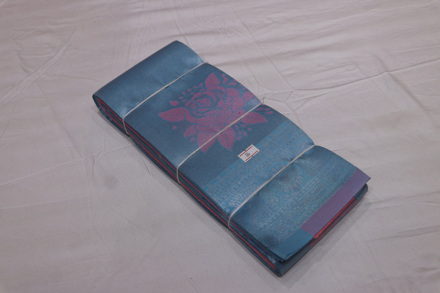 SEMI SILK SAREE - SKY BLUE WITH PINK