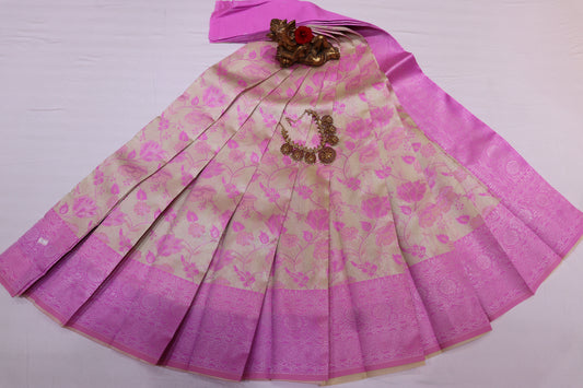 semi  silk saree pink colour