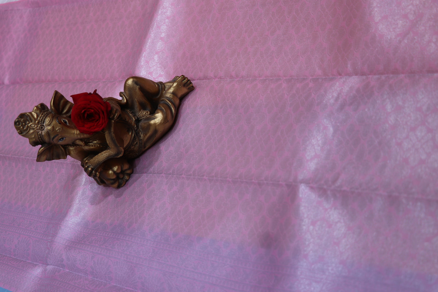 SEMI SILK SAREE - SKY BLUE WITH PINK