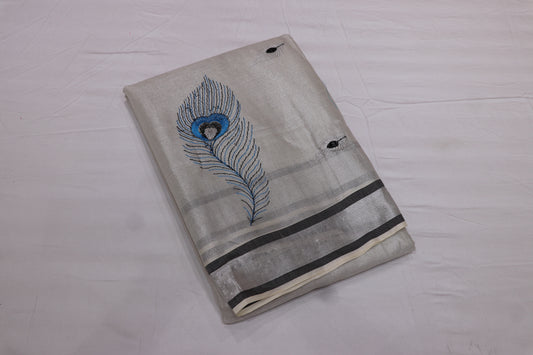 FANCY SAREE - HALF WHITE RADHAI KRISHNA SAREE