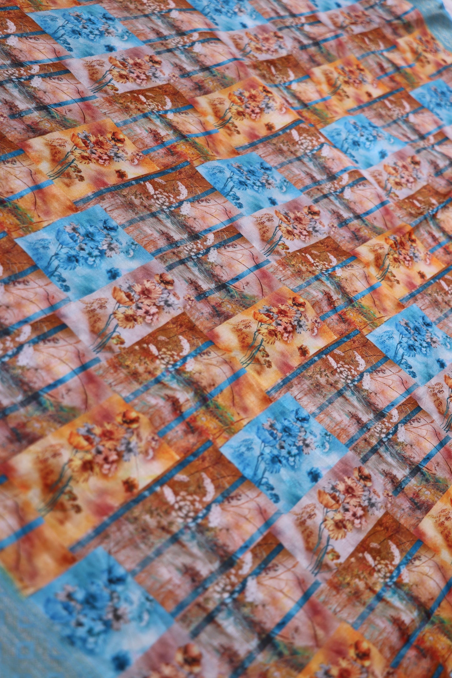 FANCY SAREE - BLUE WITH ORANGE COLOUR