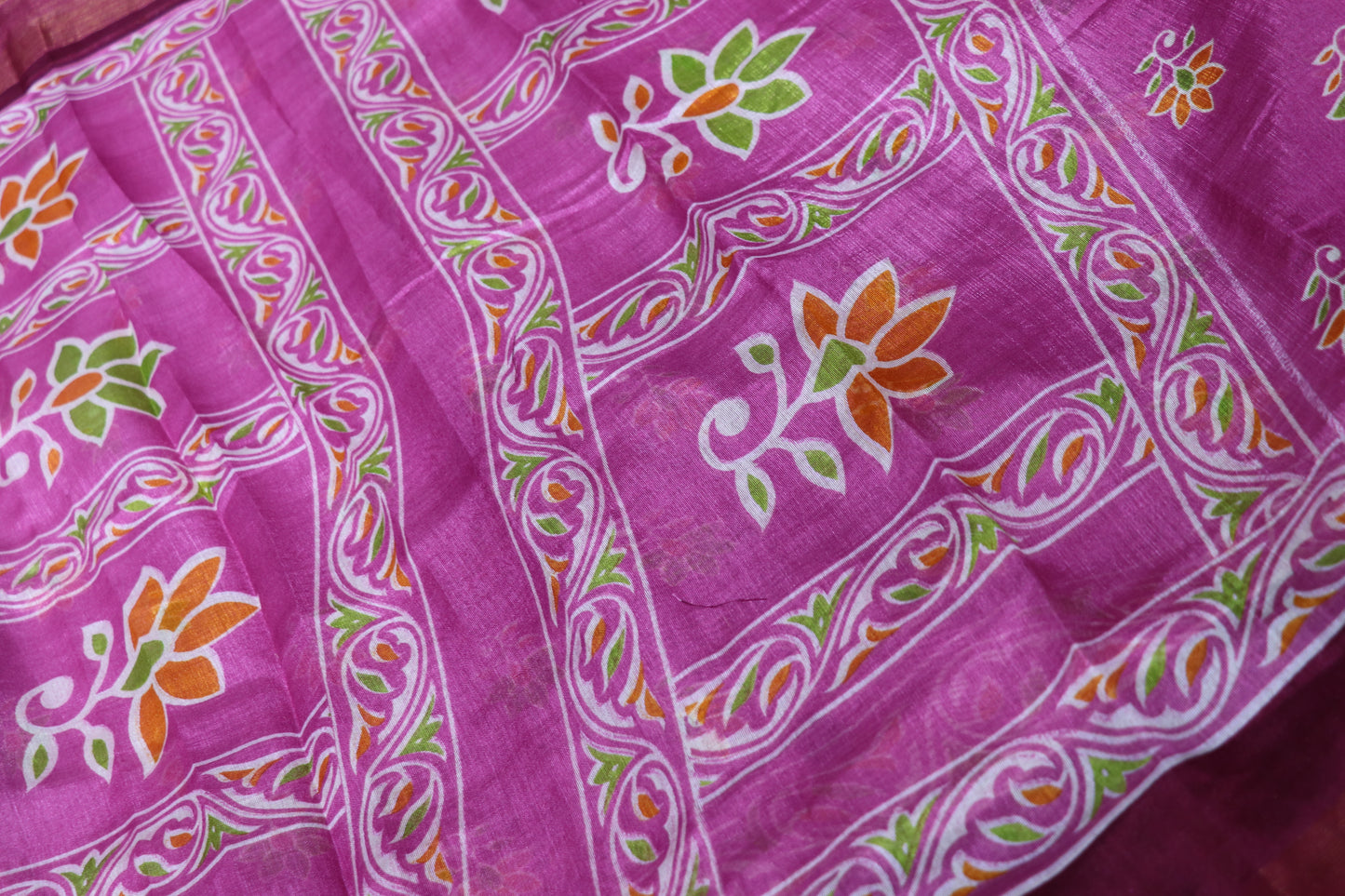 Fancy Saree Pink With Meroon Colour