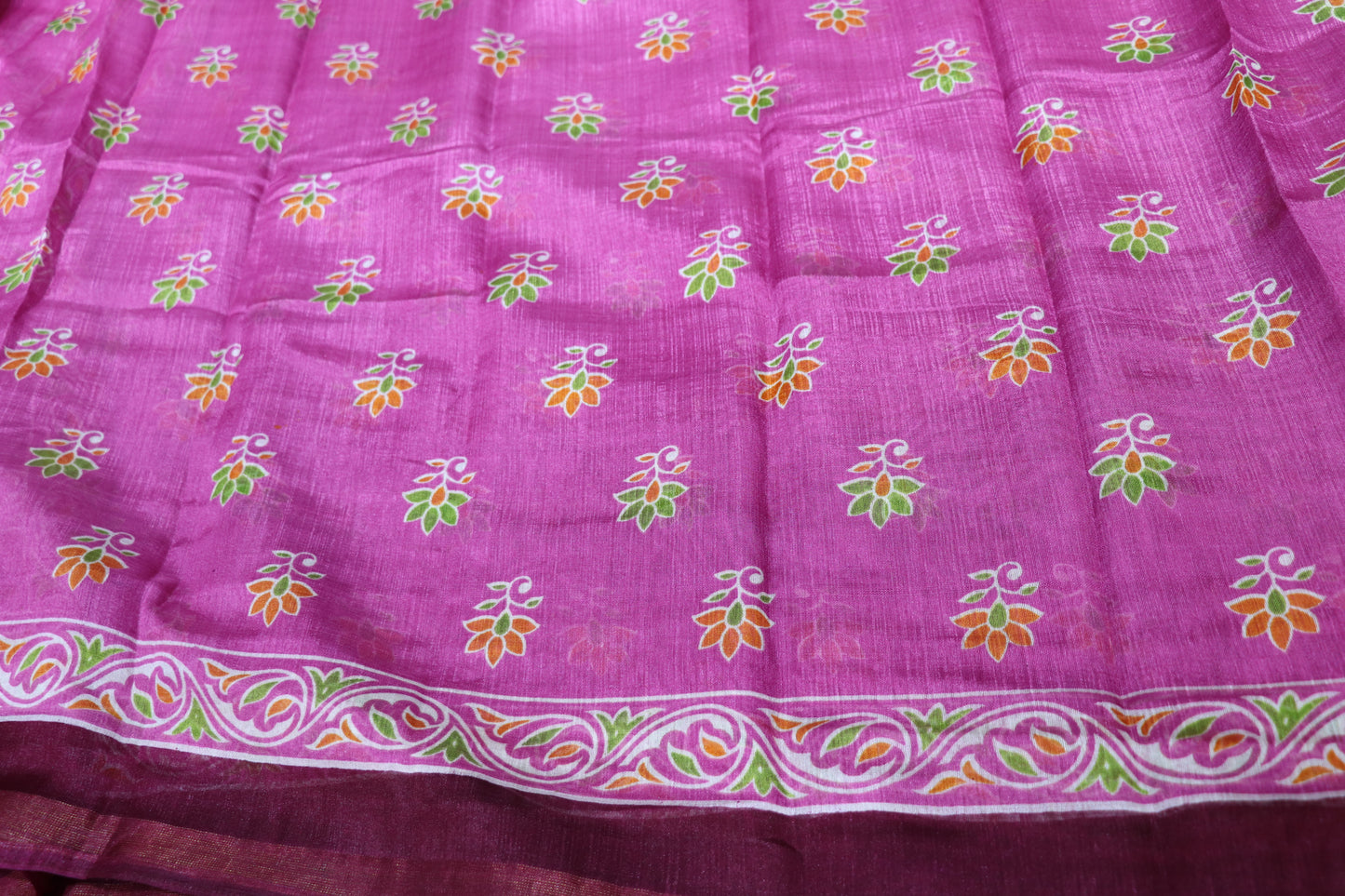 Fancy Saree Pink With Meroon Colour