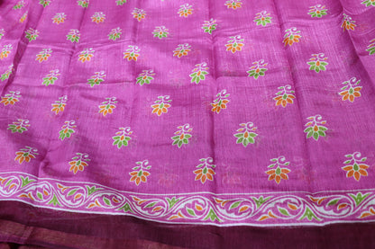 Fancy Saree Pink With Meroon Colour