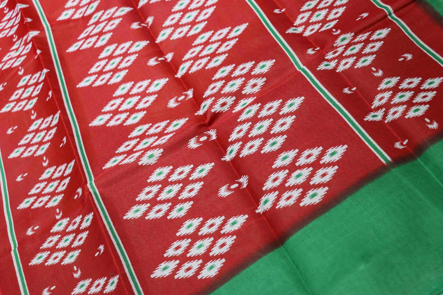 Fancy Saree Red with  Green  Colour