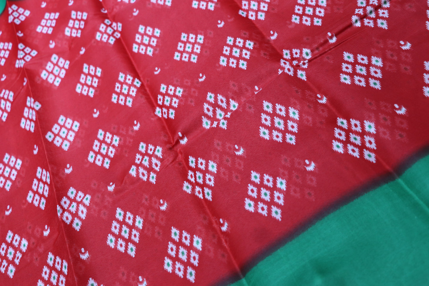 Fancy Saree Red with  Green  Colour