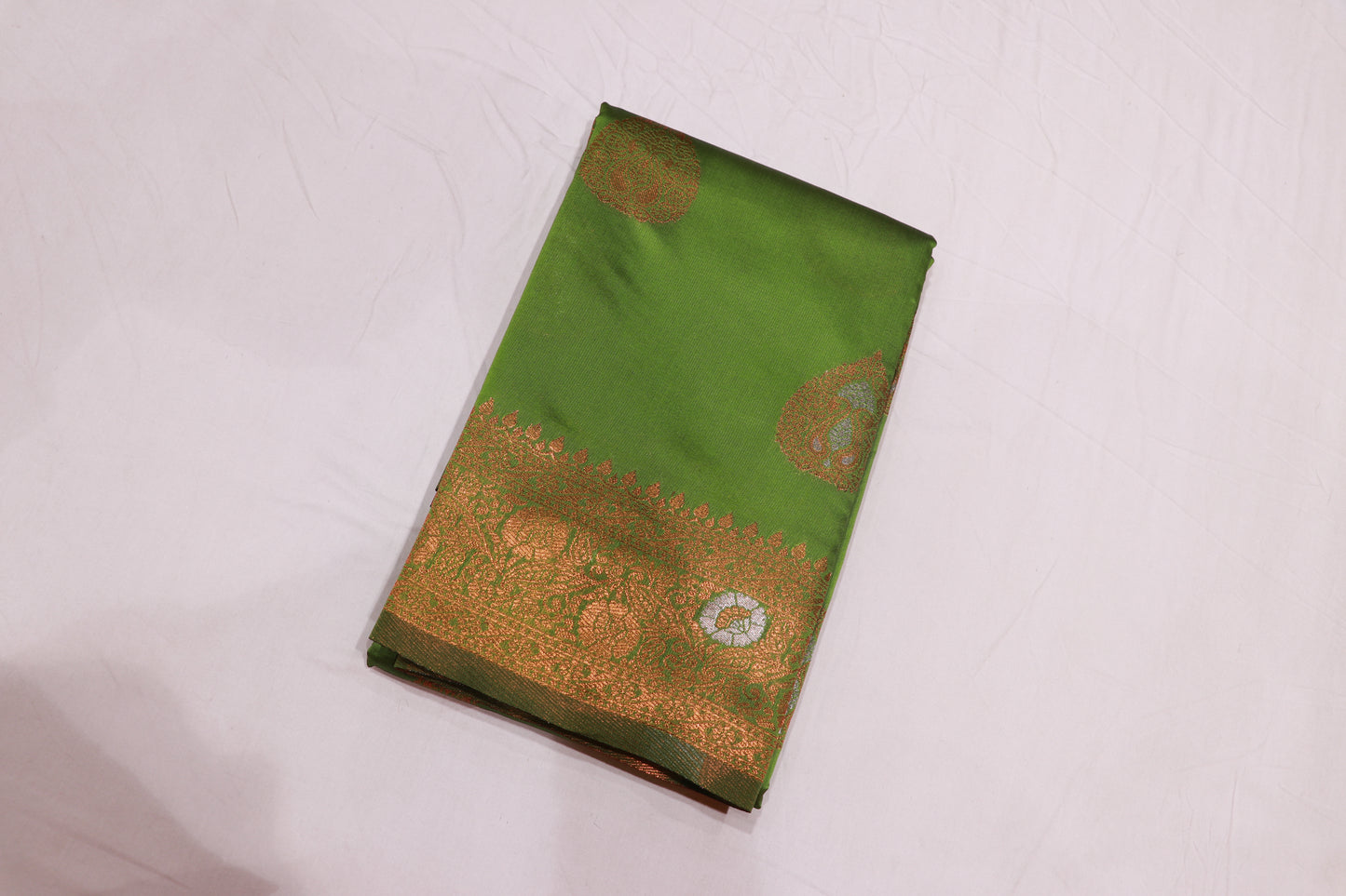 Green with Gold Semi silk
