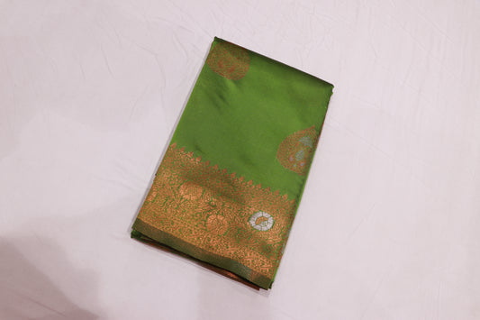 Green with Gold Semi silk
