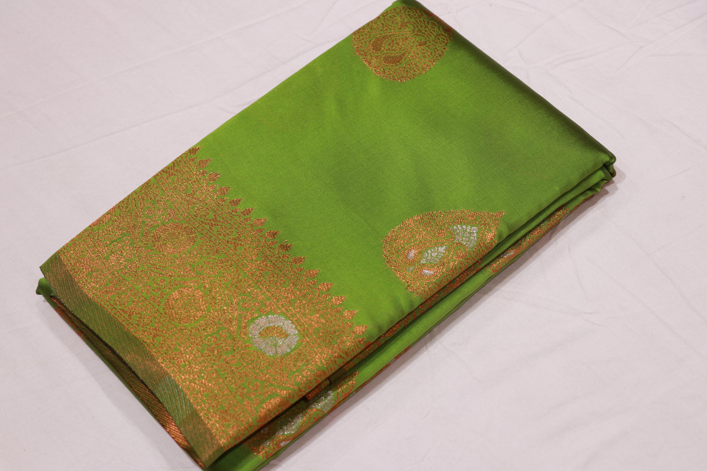 Green with Gold Semi silk